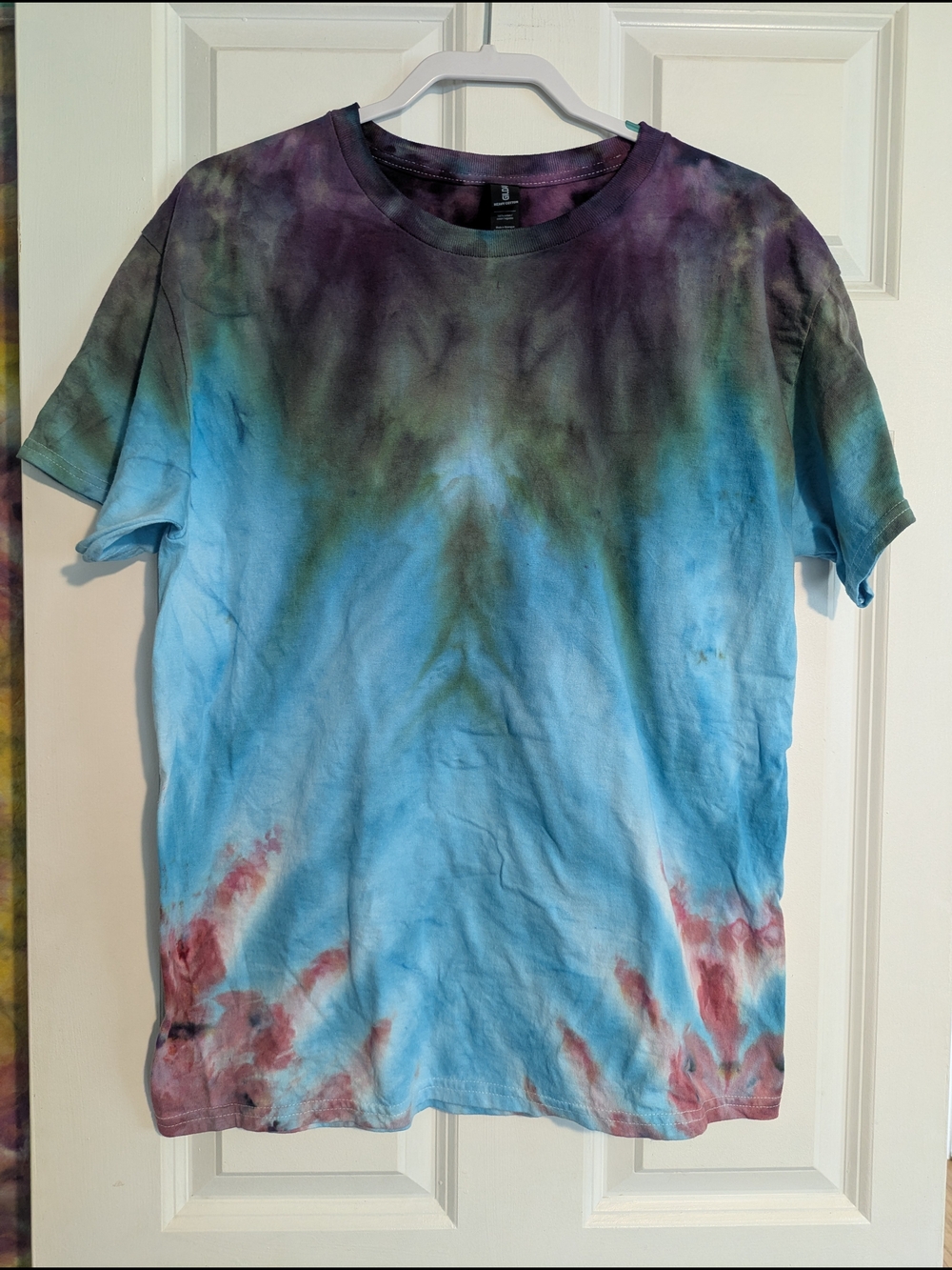 Tie-Dye Short Sleeve Tee — Blue, Purple & Red Accents